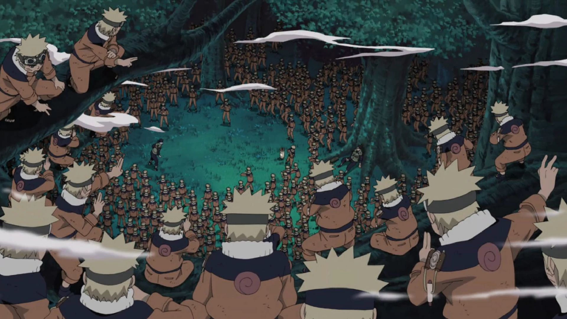 Naruto first time using shadow clones successfully (Image via Pierrot)